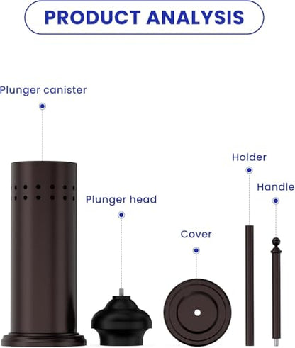 DOWRY Toilet Plunger with Holder for Bathroom Bronze | Hidden Toilet Bowl Cleaners Long Handle with Cover Powerful Force Suction Cup Heavy Duty Deep Cleaning - color: Bronze