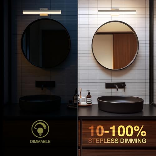 ZAGO 24 Inch Bathroom Vanity Light Fixtures Over Mirror - LED Modern Rotational Wall Mounted Adjustable Hardwired Picture Lighting Bar with 5CCT Switchable, ETL & Damp Rated, Black, 2-Pack - style: Adjustable-Black