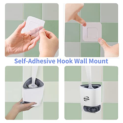 Silicone Toilet Bowl Cleaner Brush, Bathroom Cleaning Bowl Kit, Wall Mount Toilet Brush Refillable Toilet Brush Diatom Mud Absorbent Soft Bristled Silicone