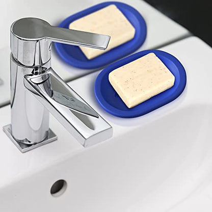 Topsky 2 Pcs Soap Dish Soap Holder for Shower, Soap Dishes Soap Savers for Bar Soap, Soap Bar Holder Shower with Drip Tray, Plastic Double Layer Draining Soap Box for Bathroom Kitchen - Blue - color: Dark Blue