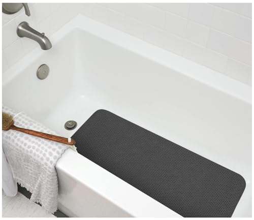 Home Expressions Deluxe Bathtub Mat Non Slip, Soft Foam Bath Mats for Bathroom Tub, Bathtub Mat with Drain Holes, Suction Cups- 36” X 17” (Dark Grey) - color: Dark Grey