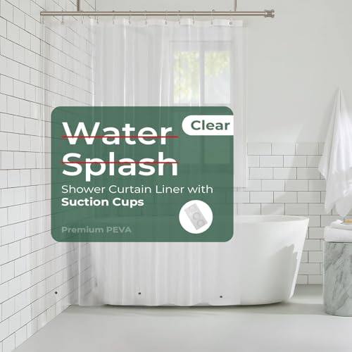 Clear Shower Curtain Liner with Side Suction Cups, Premium PEVA Plastic Shower Liner with 3 Magnets, Waterproof Bathroom Curtain, 48 x 72, Clear - color: 1. Clear, size: 48"W x 72"L (Pack of 1)