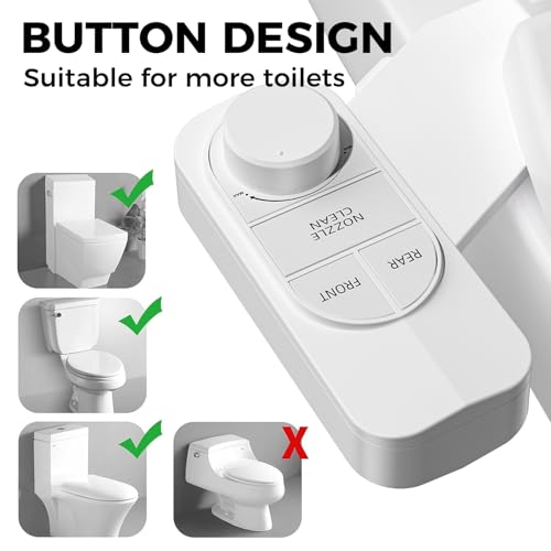 SAMODRA Non-Electric Bidet Attachment for Toilet – Self-Cleaning Dual Nozzle (Frontal & Rear Wash), Adjustable Water Pressure, Fits Most Toilets, Easy Installation (Classic White) - color: Classic White