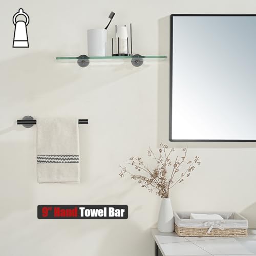 JQK Hand Towel Holder Towel Ring Oil Rubbed Bronze, 10 Inch Thicken 0.8mm 304 Stainless Steel Bathroom Hand Towel Bar, 9 Inch Useable Length Wall Mount Towel Rack Hanger, ORB, THH110L9-ORB - color: Oil Rubbed Bronze