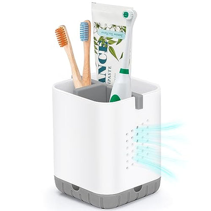 Boperzi Toothbrush Holders for Bathrooms, Detachable Electric Toothbrush Holder, Kids Toothbrush Holder Drainage, 3 slot Toothbrush and Toothpaste Holder Storage Caddy, Toothbrush Organizer White/Grey - color: Plastic White&gray