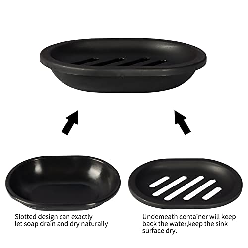 Topsky Soap Dish for Shower, 2pcs Soap Dishes Soap Savers for Bar Soap, Soap Bar Holder Shower with Drip Tray, Plastic Soap Holders with Drain for Kitchen Sink, Easy to Clean, Keeps The Soap Dry - color: Black