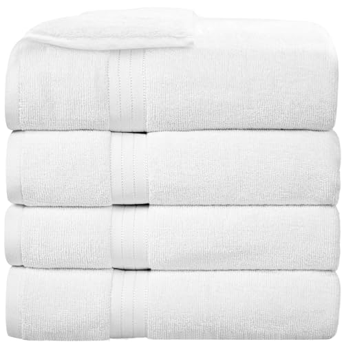 Bliss Casa 100% Cotton Bath Towel Set – 27″×54″, Ultra-Soft & Highly Absorbent Towels for Bathroom – Quick-Dry, Durable & Skin-Friendly (4-Pack) - color: White, size: 4 Pack Bath Towel