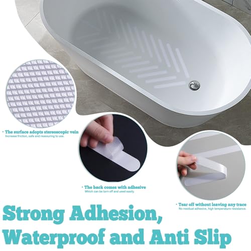 24Pcs Safety Bathtub Strips Adhesive, Non Slip Bathtub Stickers Anti Slip Shower Stickers, Safety Adhesive Strips for DIY, Stair, Floor (Clear) - color: Clear