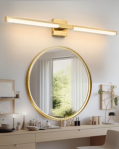 40 Inch Bathroom Vanity Light Fixtures, Gold Modern Light Fixtures Over Mirror, 24W 5CCT Dimmable Wall Light - color: Gold - 1Pack, size: 40 inch