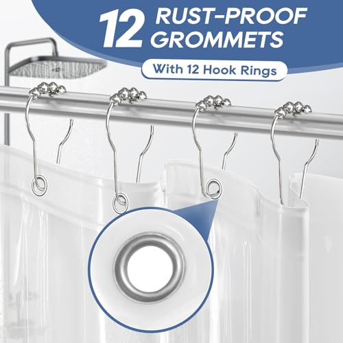 downluxe Clear Shower Curtain Liner with Hooks, Plastic Shower Liner, 72" W x 72" L Lightweight Shower Curtains for Bathroom(12 Hooks, 1PC) - color: Clear With Hooks, size: 72"W x 72"L (Pack of 1)