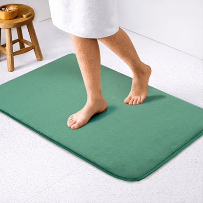 American Soft Linen 21x32 Fluffy Foamed Slip Reducer Bath Rug, Machine Washable Area Bath Mat Rugs for Bathroom, Colonial Blue - color: Teal, style: 21x32" Fluffy Foamed Bath Mat