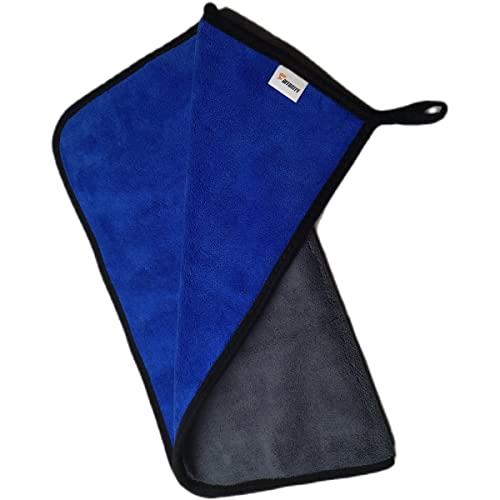 SOFTBATFY Ultrasoft, Large, Thick and Quick Drying Car Microfiber Cleaning Towel 800GSM Polishing Waxing Auto Detailing Towel Cloth (6pack,16 x 16inches) (Grey-Blue) - color: 6pack,16 X 16inches Grey-blue