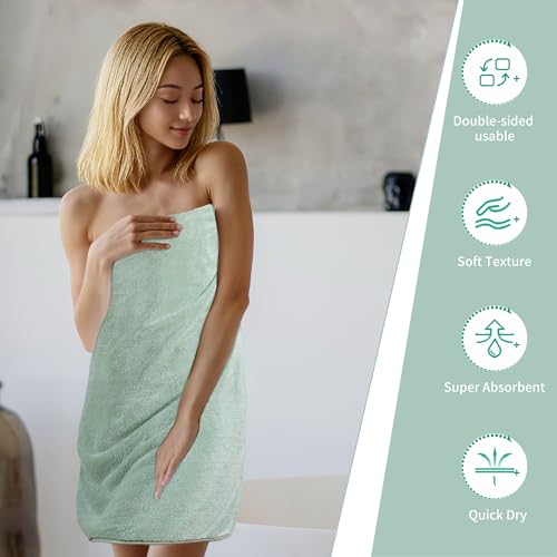 MICROFI Ring Spun Terry Microfiber Bath Towel Set, 3 Piece, Oversize, Quick Dry, Lint Free, Includes Bath, face, and Hand Towels (Green) - color: Green