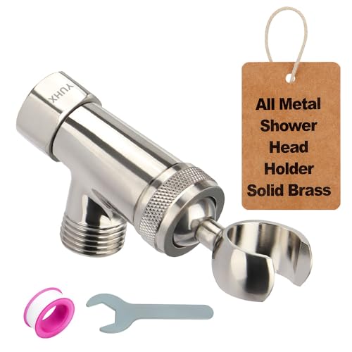 All Metal Shower Head Holder - Adjustable Showerhead Holder for Handheld | Solid Brass Shower arm Bracket, Hand held Shower Arm Mount, Brushed Nickel - style: B-Style Brushed