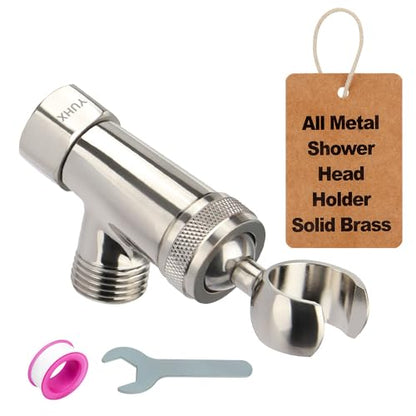 All Metal Shower Head Holder - Adjustable Showerhead Holder for Handheld | Solid Brass Shower arm Bracket, Hand held Shower Arm Mount, Brushed Nickel - style: B-Style Brushed