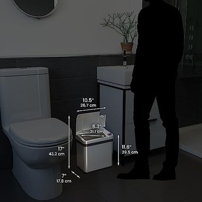 iTouchless 2.5 Gallon Bathroom Trash Can with Odor Control, Automatic Motion Sensor Bin, Soft-Close Stainless Steel, Slim Wastebasket for Narrow Spaces, Silver - color: Silver, 4 Gal