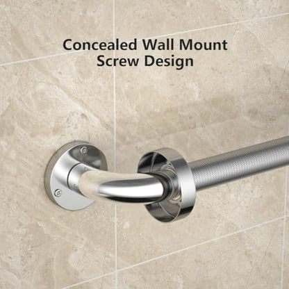 Anti Slip Shower Grab Bar 24 Inch, YuanDe Chrome Stainless Steel Bath Grab Bar, Knurled Bathroom Safety Rail, Shower Handrail Support, Handicap Elderly Balance Assist Handles - size: 24inch-1 Pack