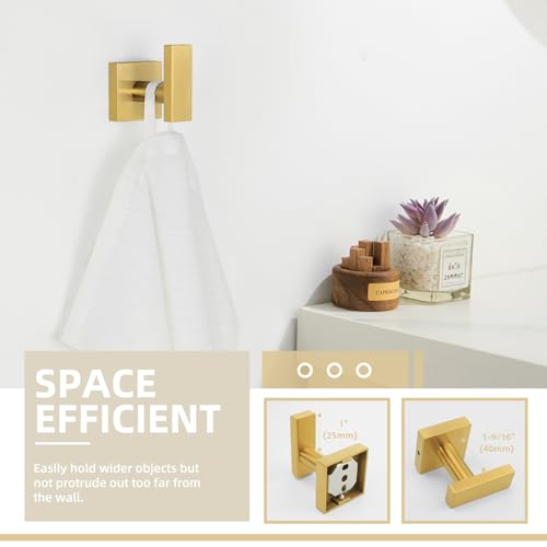 Angle Simple Brushed Dark Gold Towel Hook for Bathroom, Coat Robe Holder | SUS304 Stainless Steel, Wall Hook for Hat Clothes Bag, Robe Hanger for Kitchen Hallway Laundry Garage, Screw Mount - color: Brushed Dark Gold