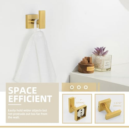 Angle Simple Brushed Dark Gold Towel Hook for Bathroom, Coat Robe Holder | SUS304 Stainless Steel, Wall Hook for Hat Clothes Bag, Robe Hanger for Kitchen Hallway Laundry Garage, Screw Mount - color: Brushed Dark Gold