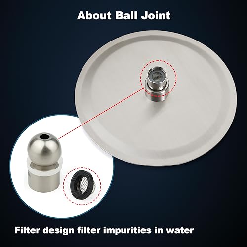 Midanya Round Rain Shower Head,High Pressure,Brushed Nickel 12 Inch | 360°Swivel,Ceiling or Wall Mount,Waterfall Full Body Coverage,Bathroom Remodel,Stainless Steel Large Rainfall Shower Head - color: Nickel, size: 12 Inch