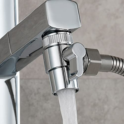 Faucet Diverter Valve with Aerator, 3-Way Diverter Valve for Hand Held Shower, Sink Faucet Splitter for Kitchen and Bathroom, with M22/M24/M26/F28/G1/2" Adapters - color: Sliver with 5 Adapters