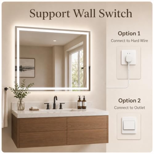 Snowdool 60 x 36 in RGB LED Bathroom Mirror, Front and Backlit, Anti-Fog | 8 RGB Backlight Modes, 3 Front Light Colors, Anti-Fog, Tempered Glass - size: 60"L x 36"W