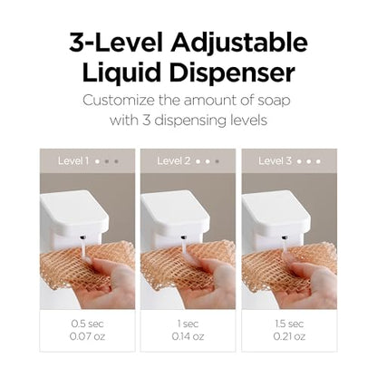 mooas Multi Auto Gel Hand Soap Dispenser, Automatic, Rechargeable (Black) | 3-Level Adjustable, IPX7 Waterproof, USB-C Charging, 15.2oz Capacity, Liquid Soap, Automatic Cleaning, Kitchen, Bathroom - color: Black