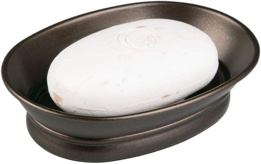 iDesign York Countertop Bar Soap Dish, Metal Soap Holder for Bathroom, Shower, Vanity, 3.87" x 5.5" x 1.4", Bronze (Pack of 12) - color: Bronze, size: 3.87" x 5.5" x 1.4" (Pack of 12)