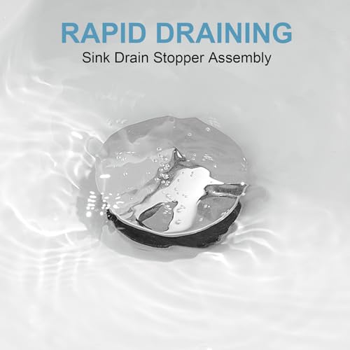 15/8" Bathroom Faucet Vessel Vanity Sink Pop up Drain Stopper Plug | without Overflow Fits Bathroom Standard Sink Hole 1-1/2" to 1-3/4" Polished Chrome Finish Push & Seal by Homevacious - color: Chrome, style: Without Overflow