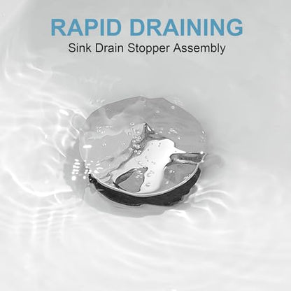 15/8" Bathroom Faucet Vessel Vanity Sink Pop up Drain Stopper Plug | without Overflow Fits Bathroom Standard Sink Hole 1-1/2" to 1-3/4" Polished Chrome Finish Push & Seal by Homevacious - color: Chrome, style: Without Overflow