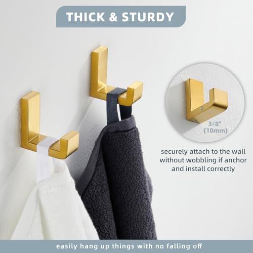Angle Simple Towel Hooks Brushed Dark Gold, 2 Pack Coat Robe Holder | Solid SUS304 Stainless Steel, Space Saving L Shape Wall Hooks for Bathroom Shower Closet Hallway Kitchen, Screw Mount - color: Brushed Dark Gold, size: 2 Pack