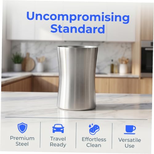 Ipetboom Stainless Steel Travel Toothbrush Cup with Waist Design Versatile Bathroom Tumbler for Gargle Water Wine and Toothbrush Holder Practical Multi Use Wash Cup for Home and Travel