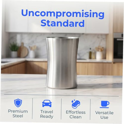 Ipetboom Stainless Steel Travel Toothbrush Cup with Waist Design Versatile Bathroom Tumbler for Gargle Water Wine and Toothbrush Holder Practical Multi Use Wash Cup for Home and Travel