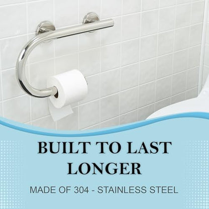 Grab Bar Toilet Paper Holder - Bathroom Safety/304 Stainless Steel/Left/Polished Chrome/ 16.5"x 10" - color: Polished Chrome, Left Hand