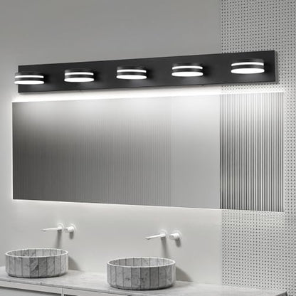 5-Light Bathroom Vanity Light, Modern LED Bathroom Light Fixture Over Mirror, Matte Black Bath Wall Lighting, Dimmable 5500K Vanity Lighting Fixture with 360°Rotable Head - color: Matte Black-Dimmable