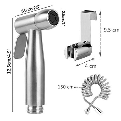 Handheld Bidet Sprayer Toilet with 59in ABS Flexible Telescopic Shower Hose for Bathroom Douche Diaper Cleaning, Pet Bath, Closestool, Squatting Pan, Floor Cleaning