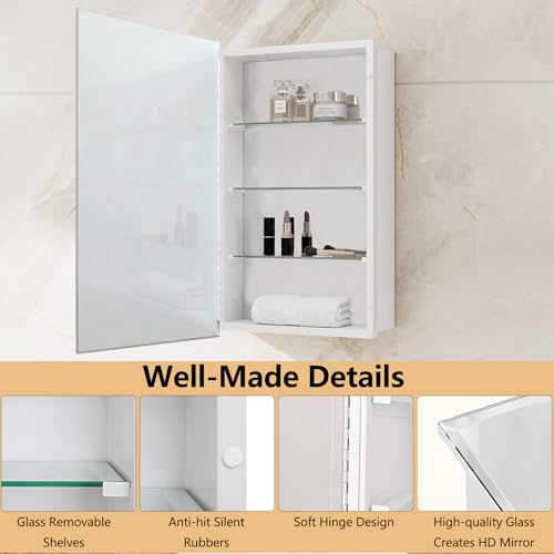 Bathroom Medicine Cabinet, 22x30 inch Medicine Cabinet with Mirror, Rectangular Beveled Frameless Mirror, Recess or Surface Mount Installation - size: CM1014-2230