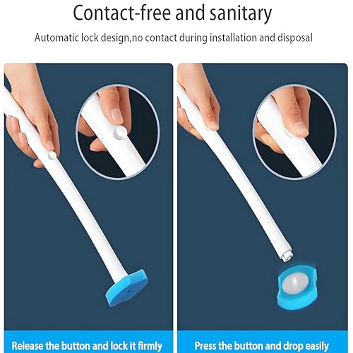 Disposable Toilet Brush Scrubbing 40 Refills Holder Wall Mount | Built-in cleaner, Ergonomic wand, Long handle, No wash, Click-discard - color: 1 Wand + 40 Refills