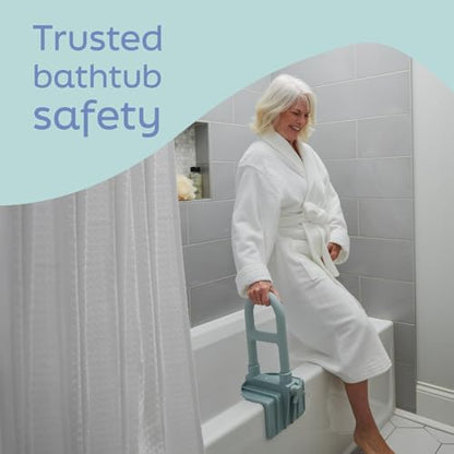 Medline Clamp-On Bathtub Grab Bar, Fits Tub Walls 2.75–6.25 in Wide | 250 lb Capacity, Tool-Free Installation, Rubber-Padded Grip, Built-In Microban Protection, Light Gray - color: Light Gray