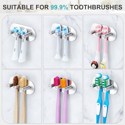 Electric Toothbrush Head Holder, Toothbrush Holders Wall Mounted, Adhesive Tooth Brush Head Holder Organiser, Electric Toothbrushs Holder, Shower Tooth Brushing Holder (Silver, Small) - color: Silver, size: Small