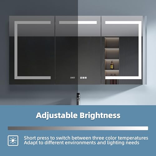 Medicine Cabinet with Lights 60x30 Anti-Fog Mirror Dimmable | 3 Color Dimmable LED. Time/Temp Display. Anti-Fog IP44. 2 Outlets+2 USB. Plug-in/Hardwired. Recessed/Wall Mount. - size: 60x30", style: Style-A