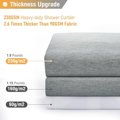 BTTN Narrow Linen Textured Waterproof Shower Curtain, 54x72, Grey/Gray | Small Size, 230GSM Polyester, Heavy Duty Fabric, Weighted Hem, 10 Plastic Hooks, Modern Luxury Hotel Style, Machine Washable - color: Grey, size: 54"W x 72"L (Pack of 1)