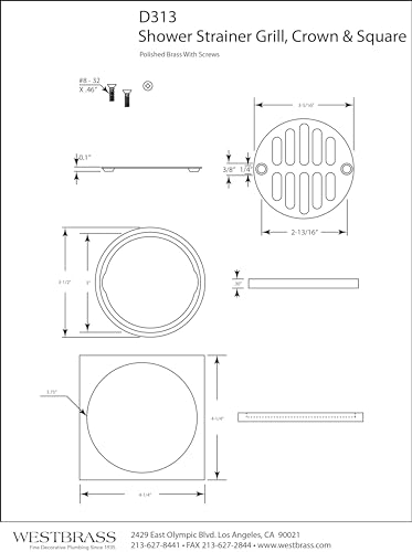 Westbrass R313-100-62 Square Brass Shower Tile with Round Strainer Grid Drain Cover and Crown Ring, Matte Black (100-Pack) - color: Matte Black, size: 100-Pack