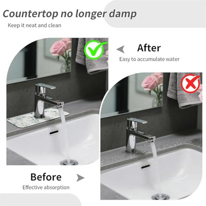 Kitchen Sink Splash Guard，Tropical Green Leaf-1 Faucet Mat Sink Gadgets-Super Absorbent Fast Drying Mat Drip Catcher for Kitchen, Bathroom,Sink Mat, Dish Drying Mat, Bathroom(15" X 5.5" ) - color: Tropical Green Leaf-1