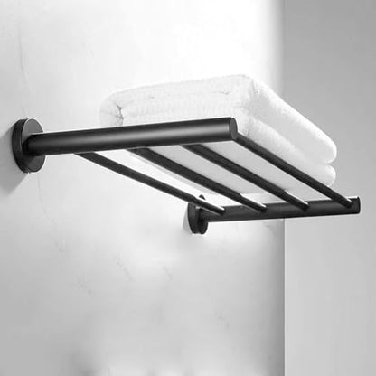 Bathroom Towel Rack, Hotel Style Towel Racks for Bathroom Wall Mounted, Modern Towel Bar Rack 23.6 Inch, 2-Tier Towel Shelves, Black - color: Black, size: 24 Inches