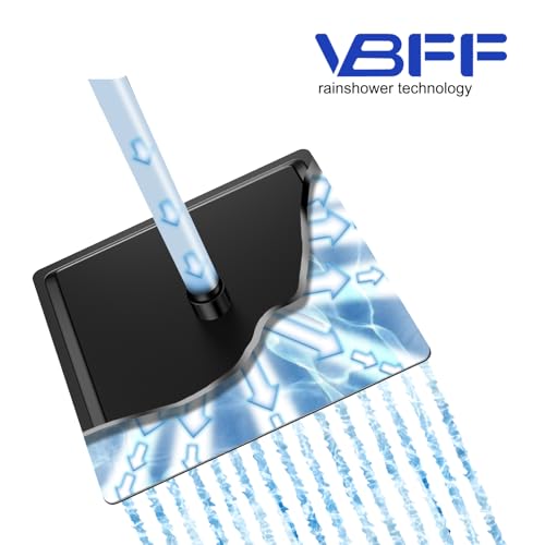 VBFF-Shower Head,rain shower head, 12 inch- Square Shower Head, 1.8 GPM Flow Rate, rainfall showerhead,VBFF09 (Matte Black) - color: Matte Black, size: 12 Inch