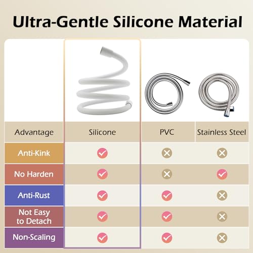 Silicone Shower Hose 59 Inches Ultra-Soft, Long Anti-Kink Replacement Shower Head Hose Extension for RV, Sprayer, Bidet, Pet Cleaning, Black - color: Black, size: 59 Inches