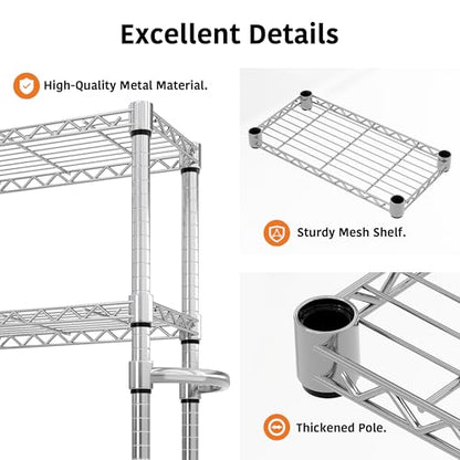 Garvee 61" H Storage Shelves with Wheels 1100LBS Rolling Metal Wire Rack - size: 61"H x 23.6"W x 11.8"D
