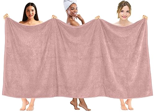 DAN RIVER Pack of 1 Oversized Bath Sheet, 40 x 80 Inches, Dusty Rose | 100% Cotton Jumbo Bath Towel with Extra Large Coverage, Lightweight Feel, Super Soft & Quick Dry - color: Dusty Rose, size: 40x80" Oversized Bath Sheet