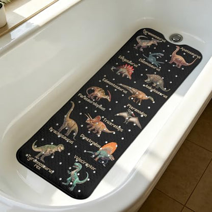 Dinosaur Bathtub Mat Non Slip with Drain Holes and Suction Cups Bath Mat 40x16 Inch Tub Mats Shower Mats for Kids - color: Dinosaur